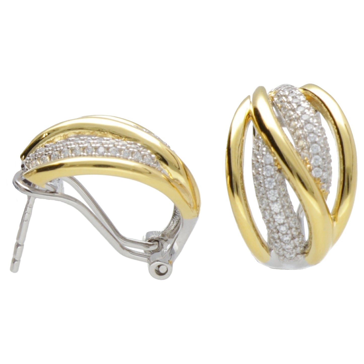 OR CLIP CON PERNO BICOLORE ZIRCONI