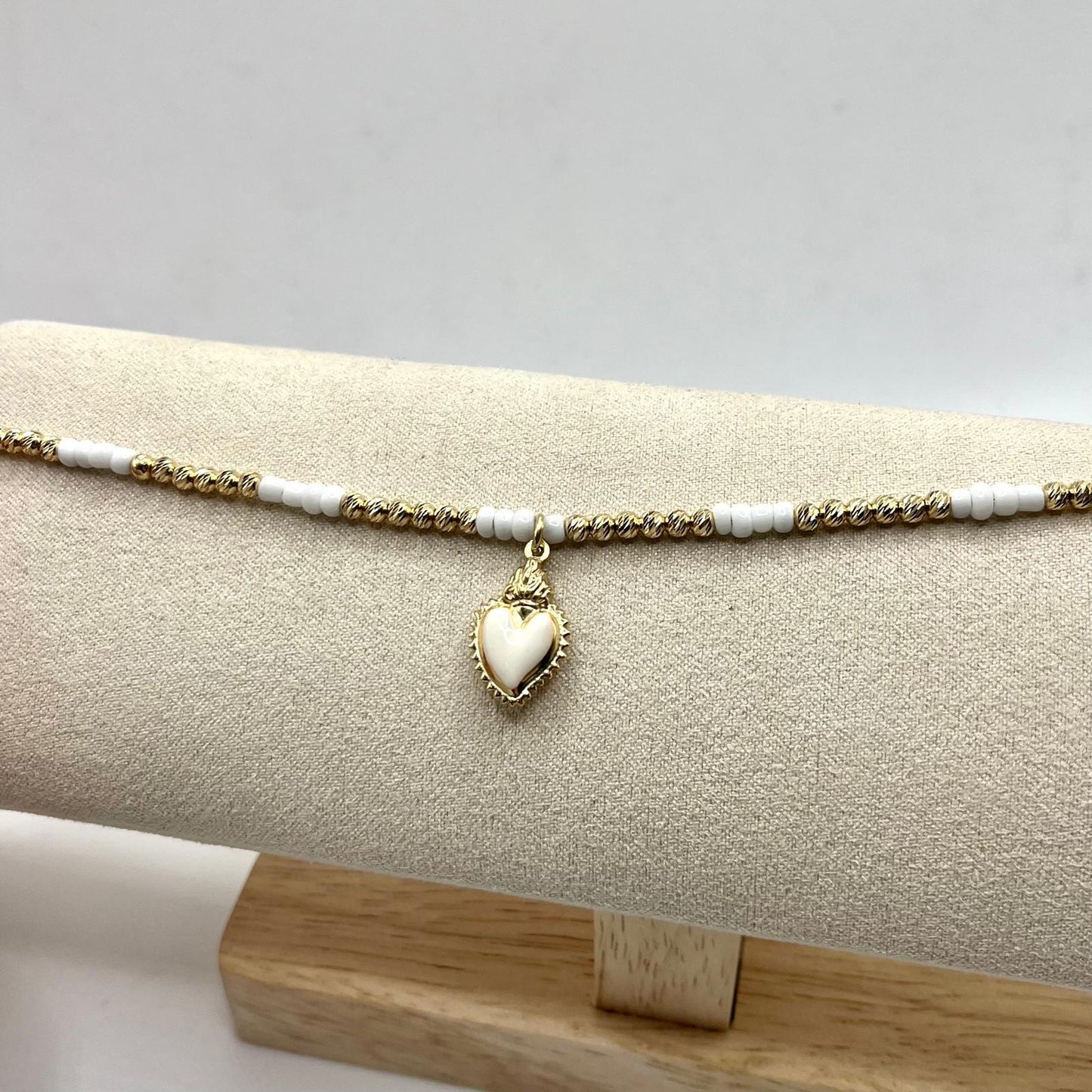 BR PERLINE DIAMANTATE E CUORE CENTRALE