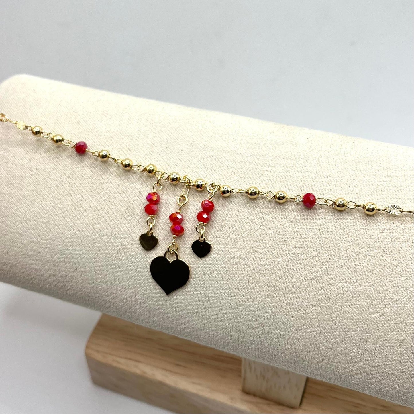 BR PERLINE ROSSE E CHARM CUORI