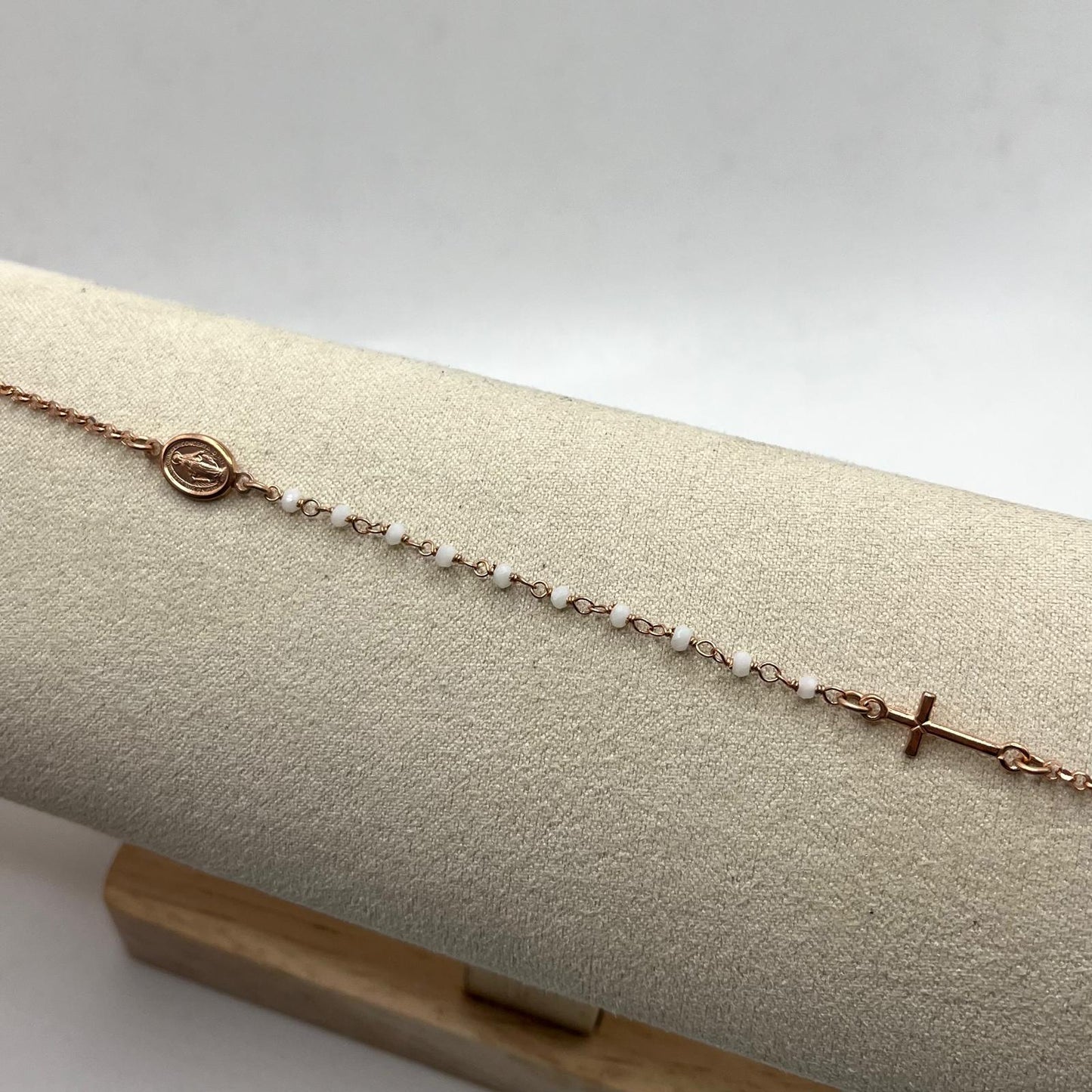 ROSARIO PERLINE BIANCHE CROCE