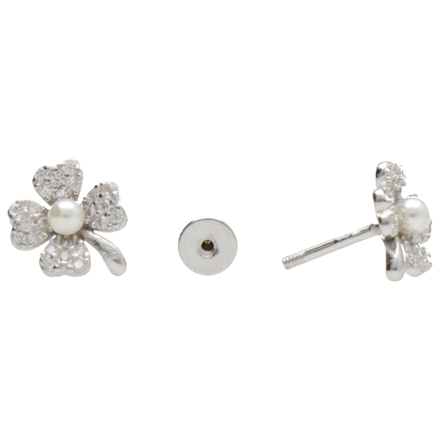 PIERCING FIORE ZIRC E PERLA CHIUSURA A VITE