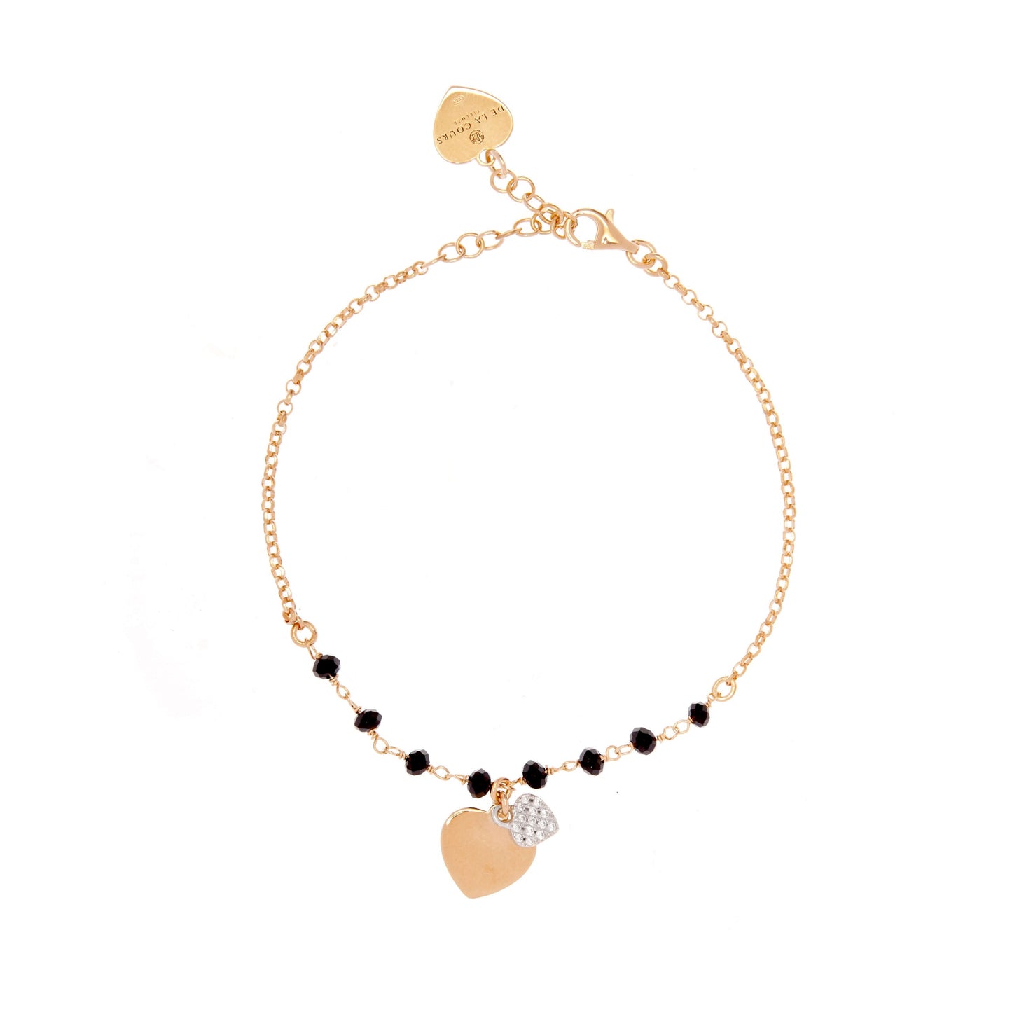 BR PERLINE NERE CHARM DOPPIO CUORE