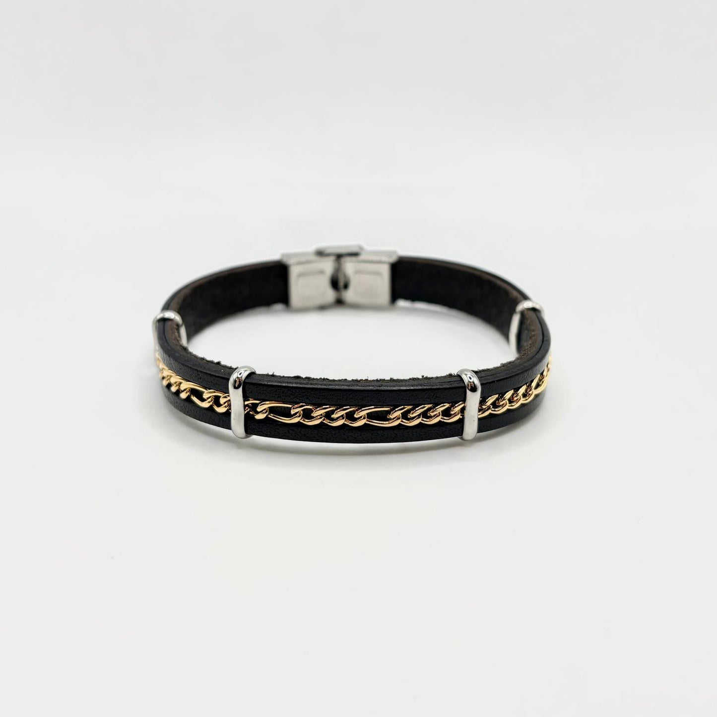 BR ACCIAIO IN PELLE CON CATENA