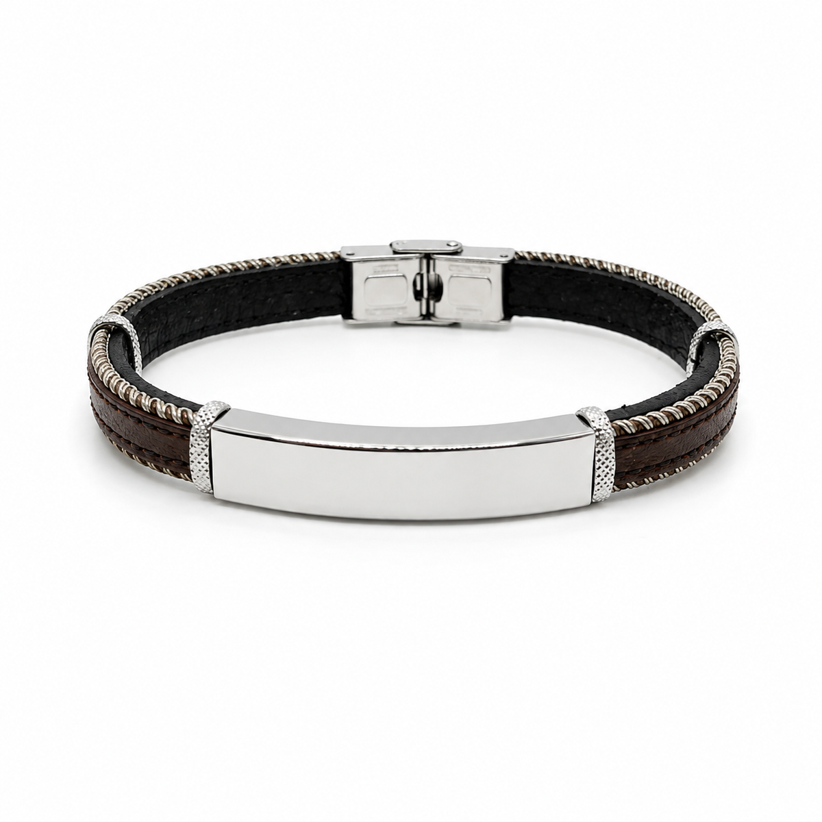 BR ACCIAIO IN PELLE CON TARGA LISCIA