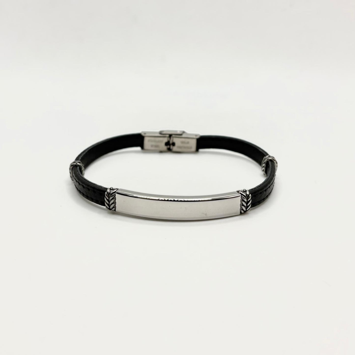BR ACCIAIO IN PELLE CON TARGA LISCIA