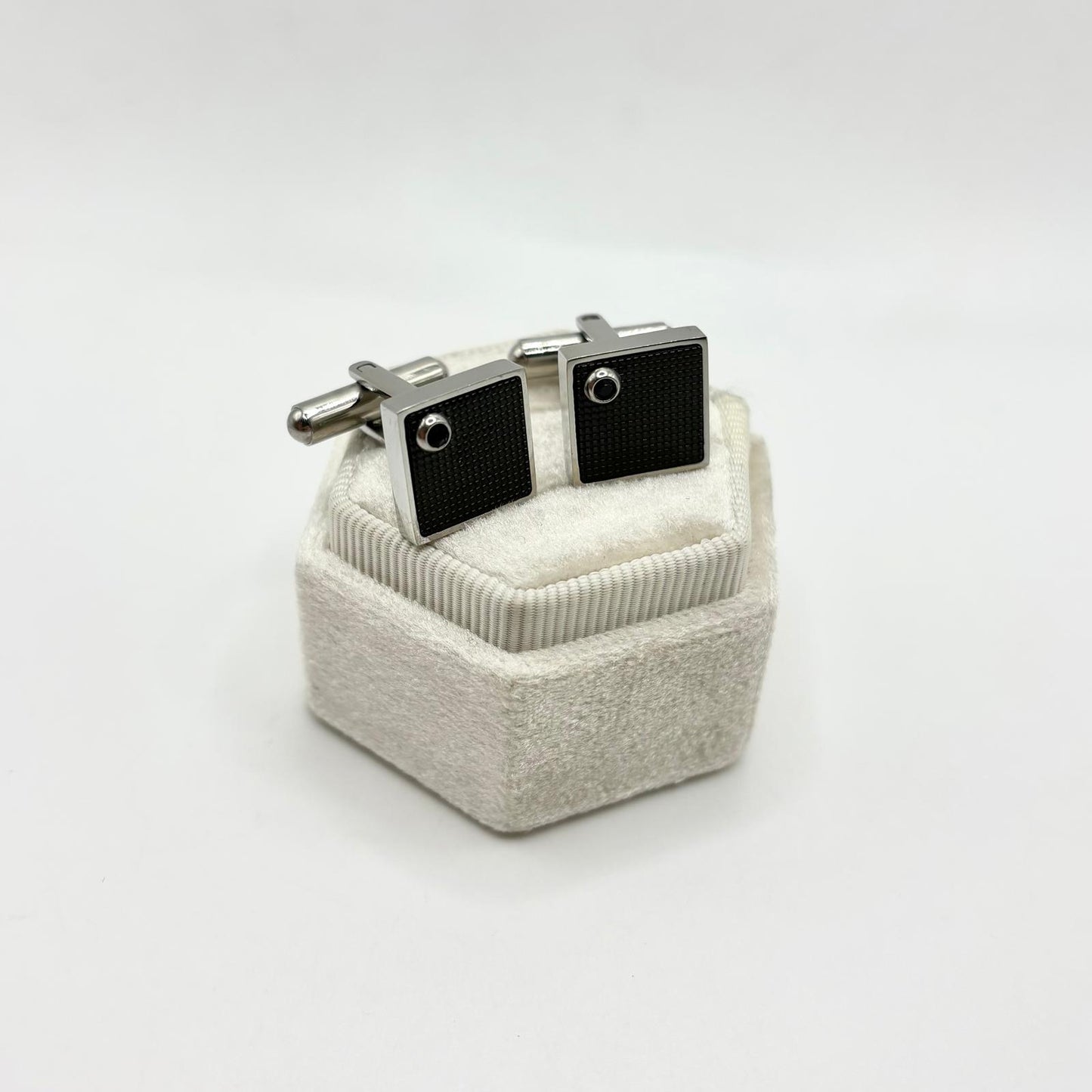 GEMELLI ACCIAIO NERI CON ZIRCONE NERO