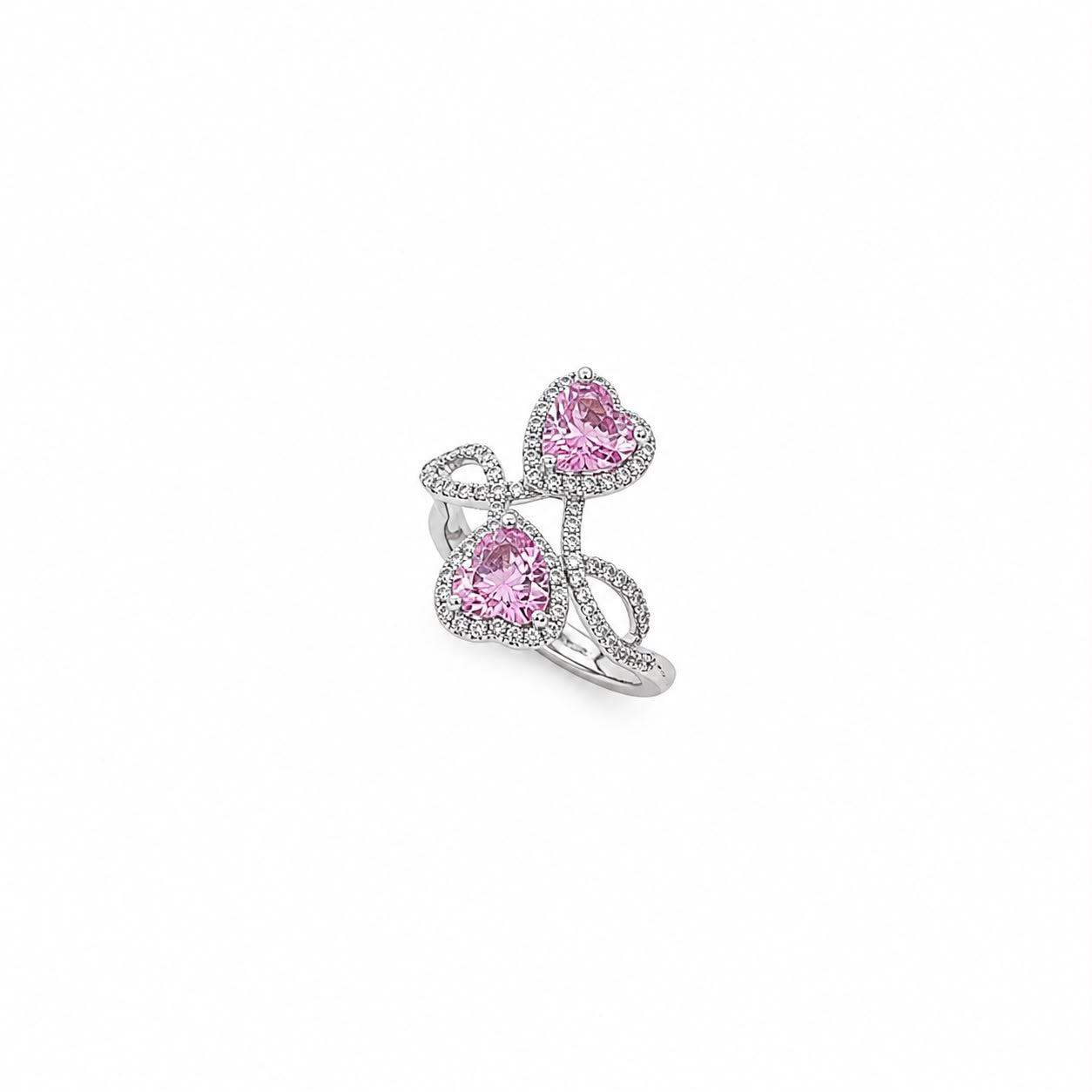 AN INTRECCIO CON CUORI ROSA E ZIRCONI