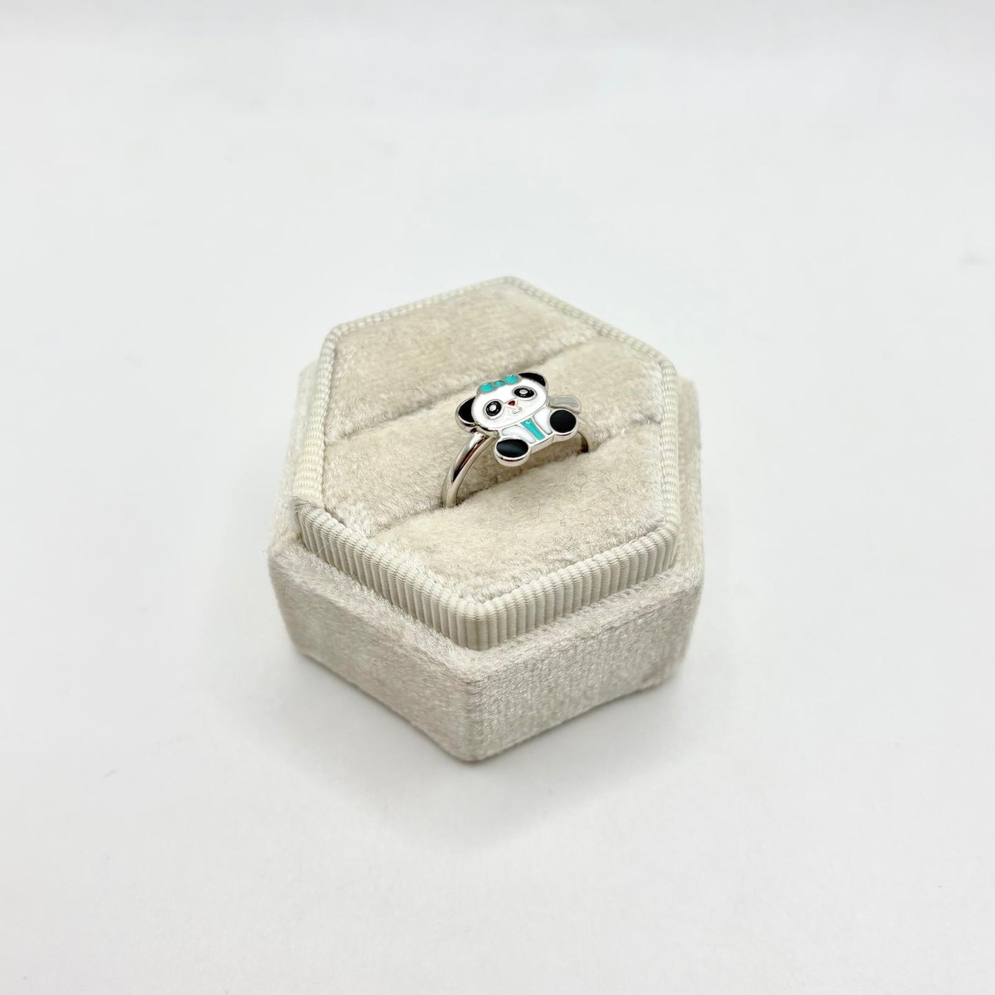 ANELLO BIMBA PANDA FIOCCO COLORATO