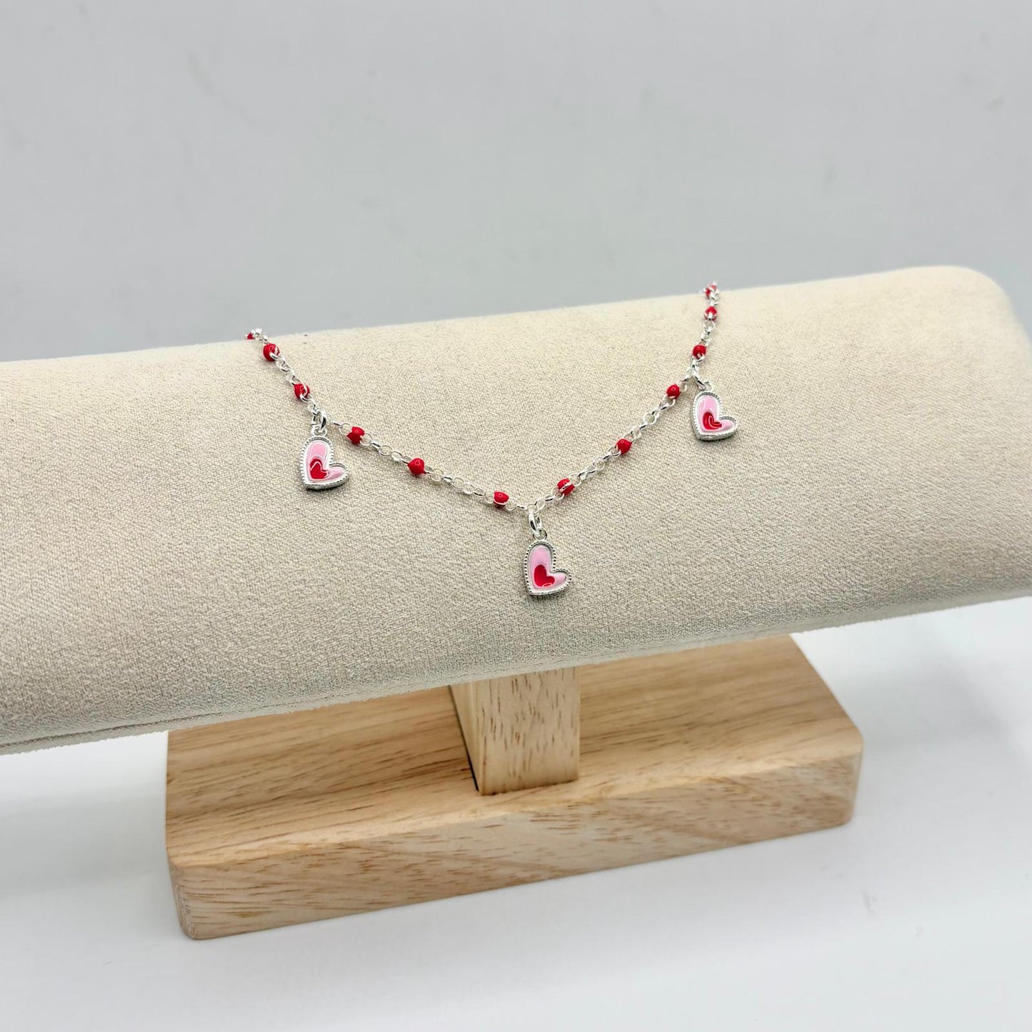 BR PERLINE ROSSE E CUORI PENDENTI