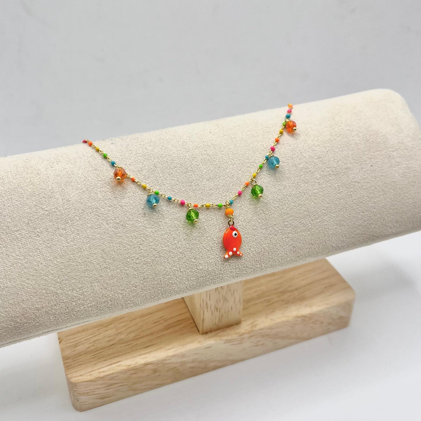 BR PERLINE MULTICOLOR E PESCE ARANCIONE