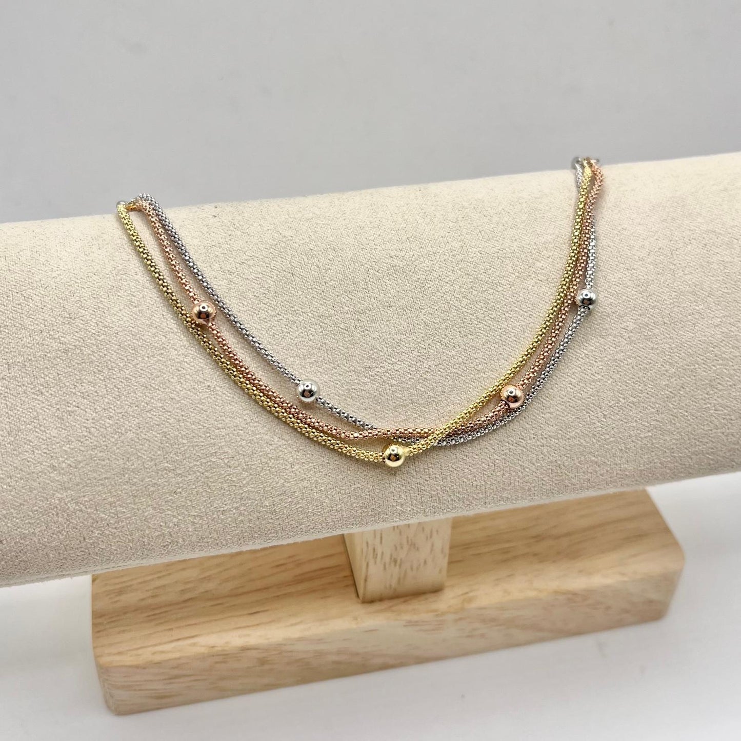 BR 3 FILI MAGLIA COREANA E 5 PALLINE LISCE 4MM