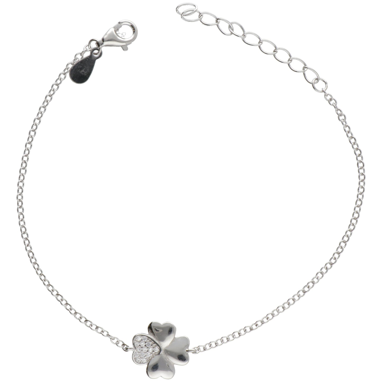 BR QUADRIFOGLIO LISCIO E ZIRCONI