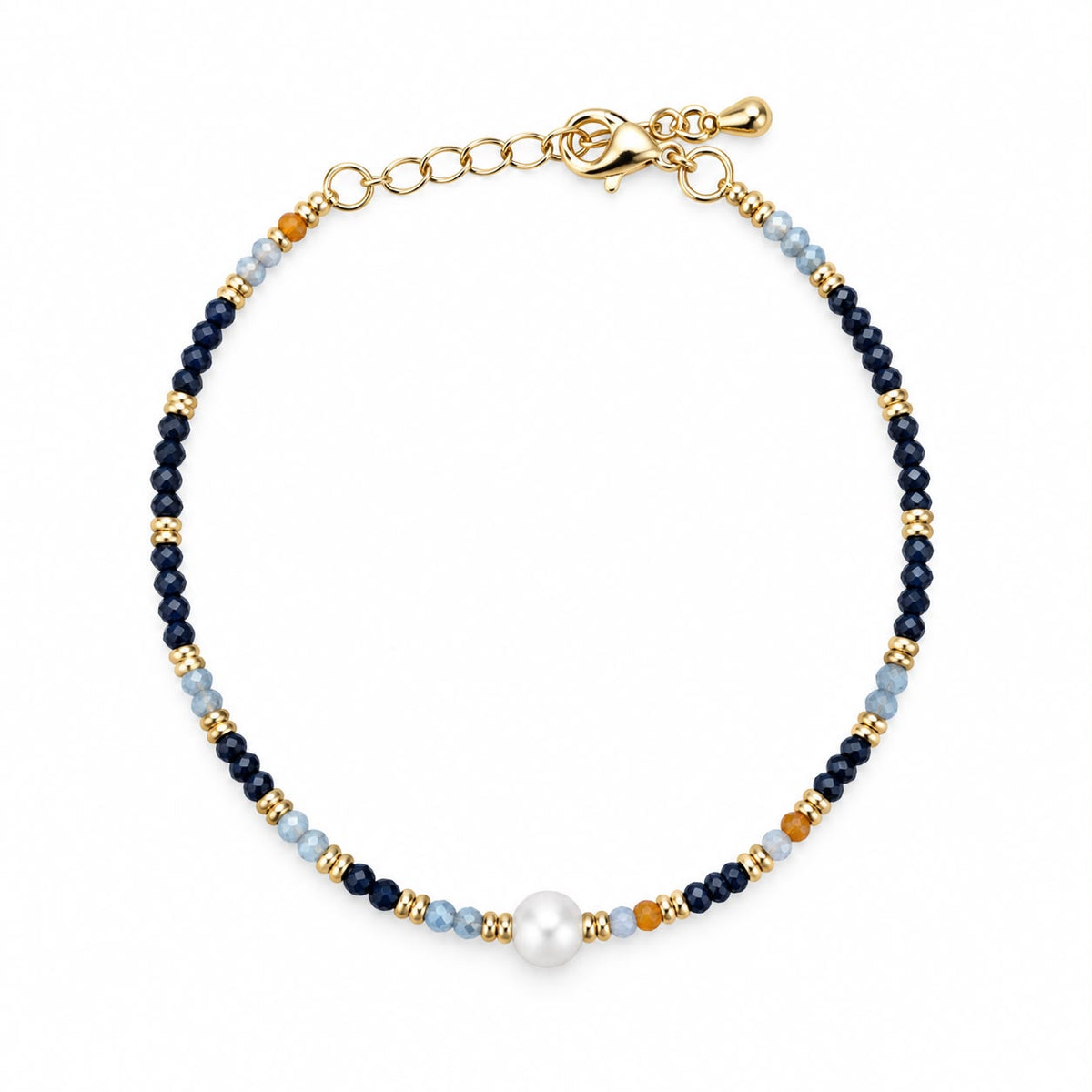 BR PERLINE BLU GRIGE ARANCIONI CON PERLA