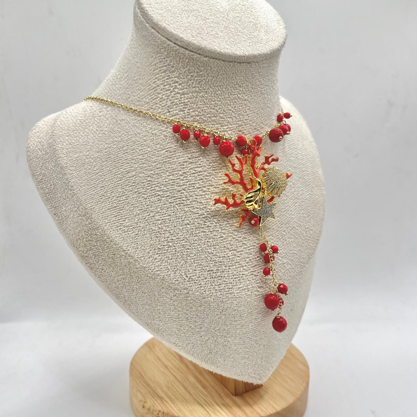 CL PERLINE ROSSE CORALLO CONCHIGLIE ZIRC