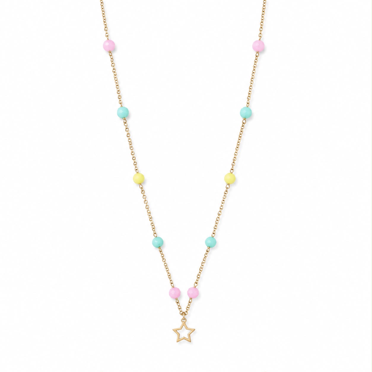 CL PERLINE COLORATE E CHARM STELLA TRAFORATA