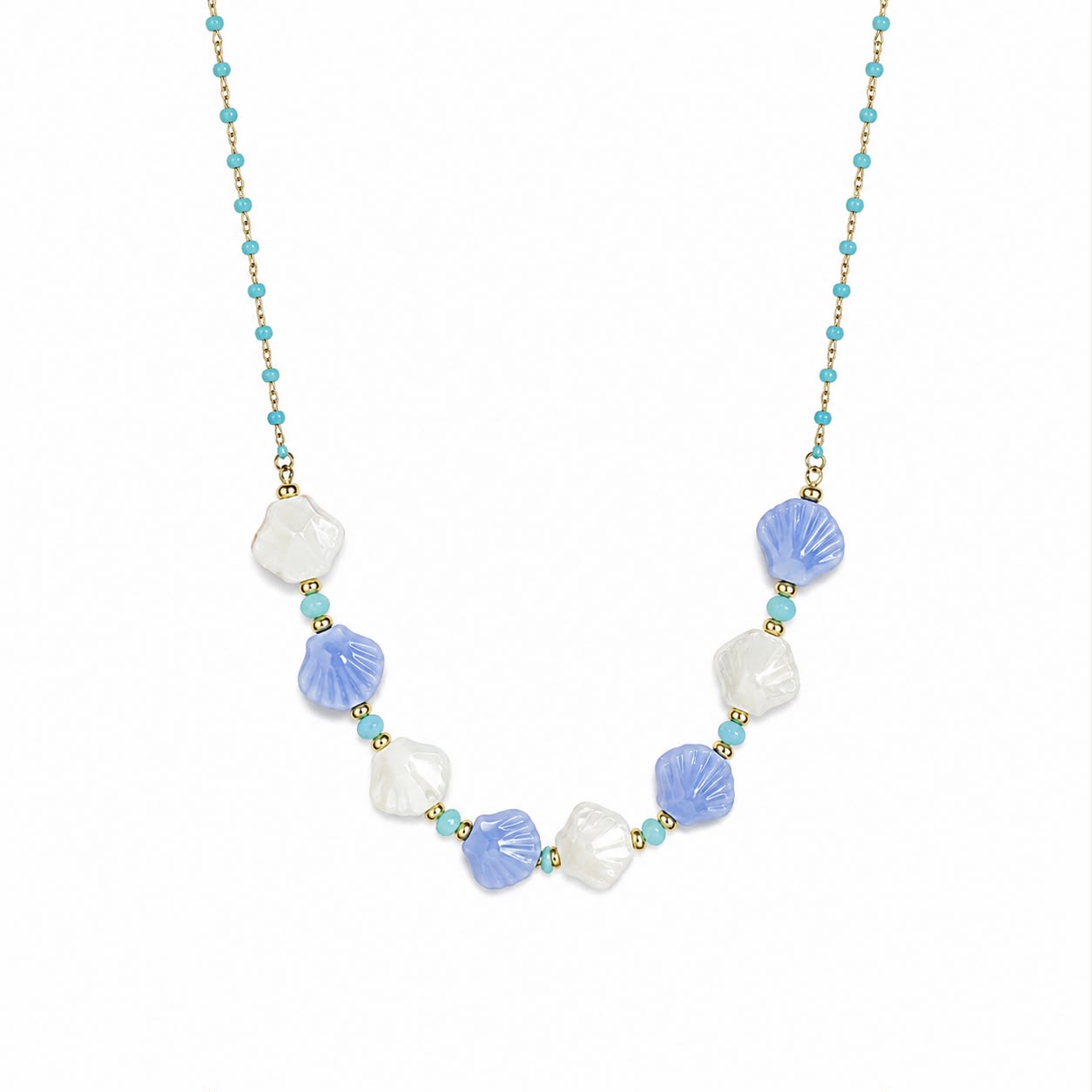 CL CONCHIGLIE CERAMICA E PERLINE TONI BLU