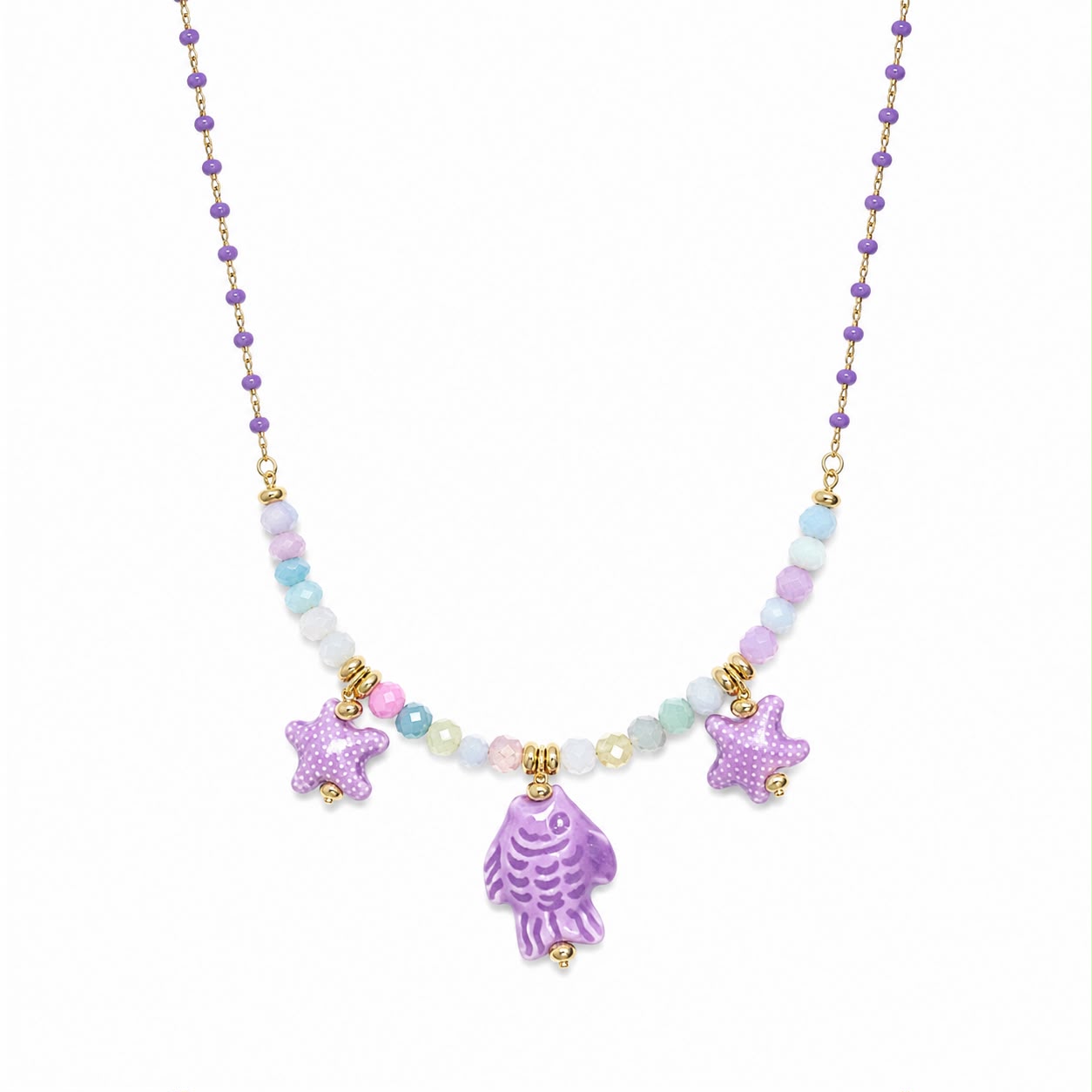 CL PERLINE VIOLA E PESCE CON STELLE CERAMICA