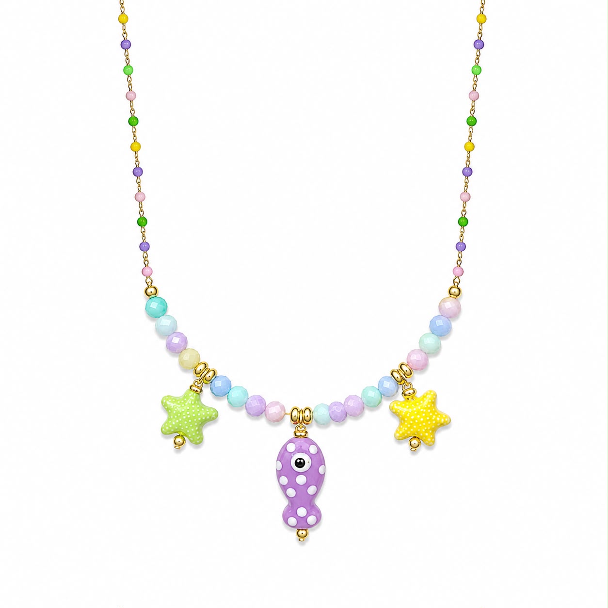 CL PERLINE MULTICOLOR CON STELLE E PESCE E PERLINE PASTELLO