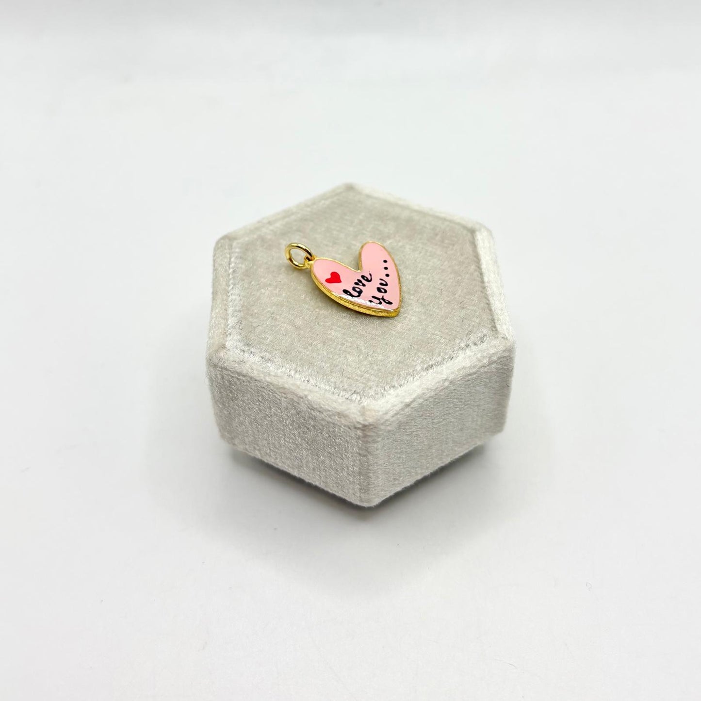 CN CUORE SCRITTA "LOVE YOU" SMALTO ROSA