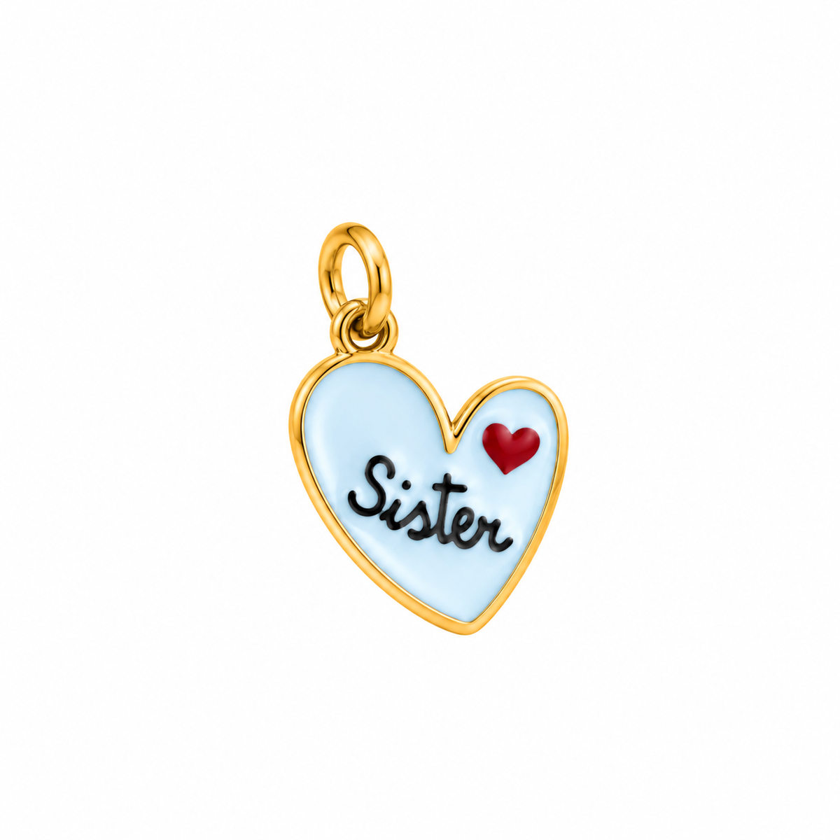 CN CUORE SCRITTA "SISTER" SMALTO AZZURRO