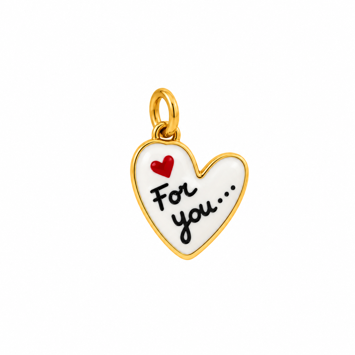 CN CUORE SCRITTA "FOR YOU" SMALTO BIANCO
