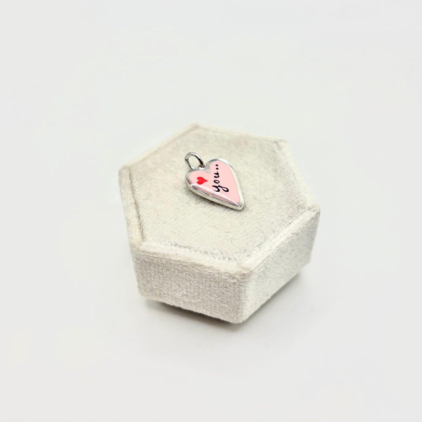 CN CUORE SCRITTA "YOU" SMALTO ROSA