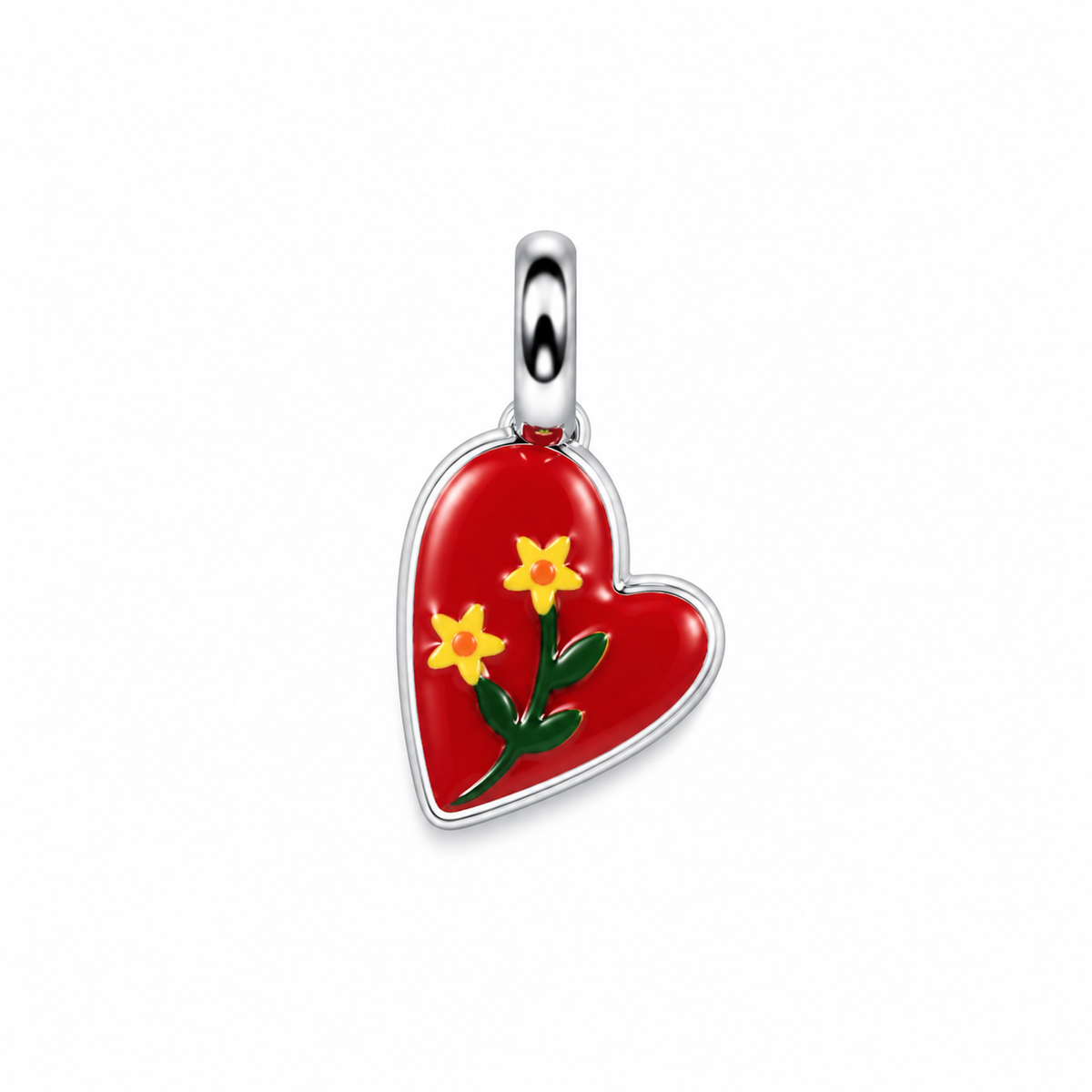 CN CUORE FIORI SMALTO ROSSO