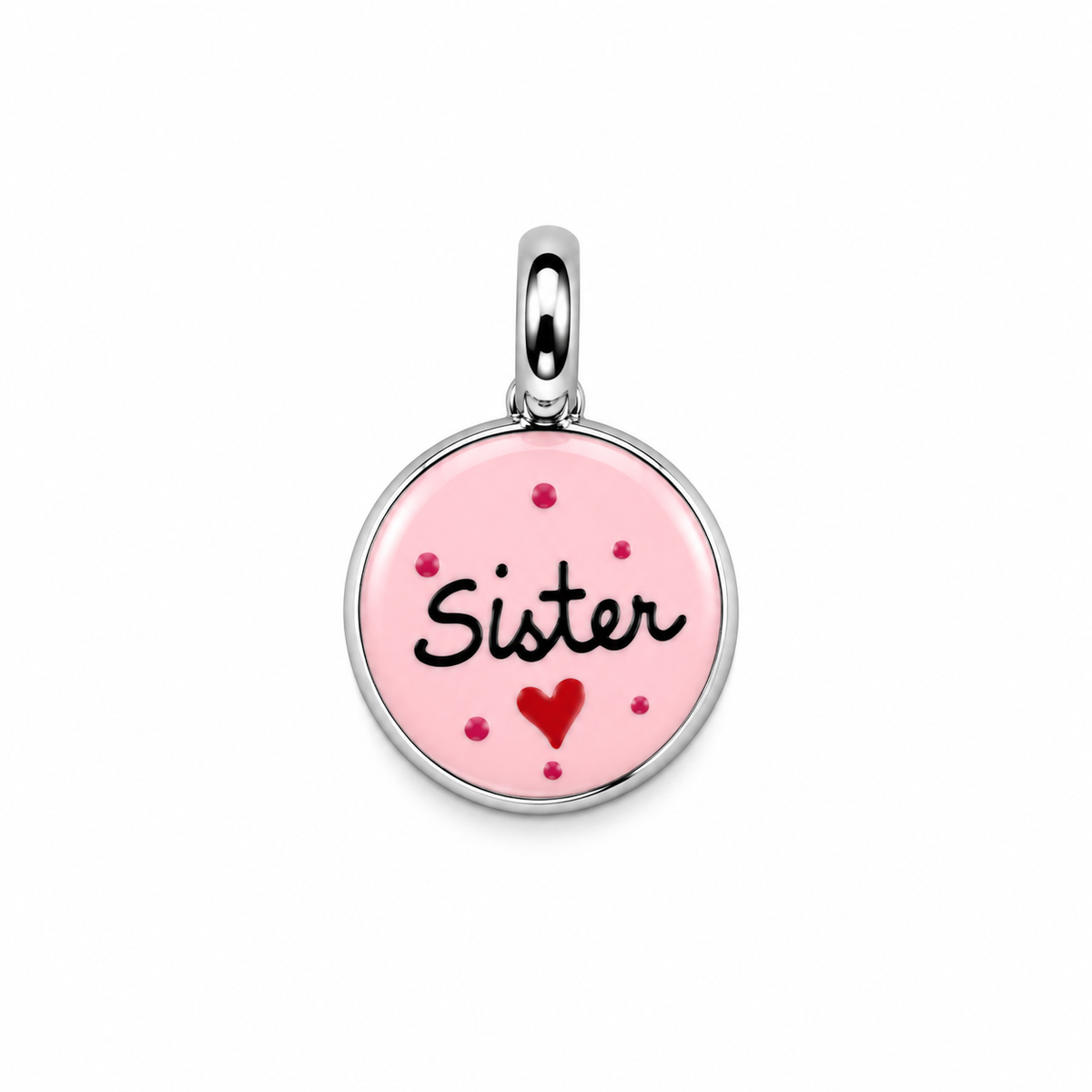 CN TONDO SCRITTA "SISTER" SMALTO ROSA