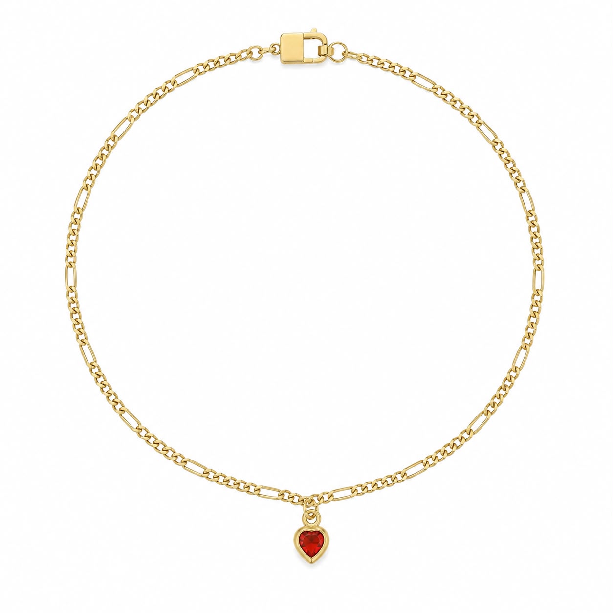 CAVIGLIERA GRUMETTA 3+1 SP 2 MM E CUORE PENDENTE ROSSO