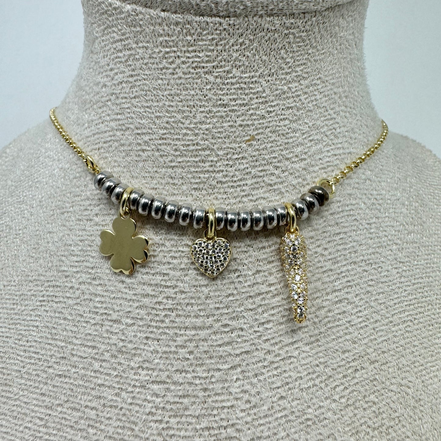 COLLANA DODO CORNO CUORE QUADRIF