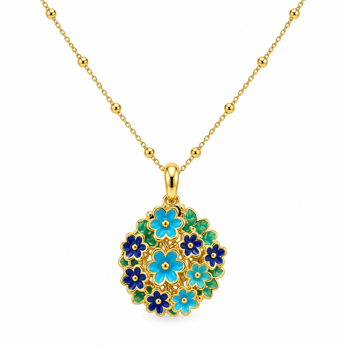 ENAMEL FLOWER PENDANT NECKLACE