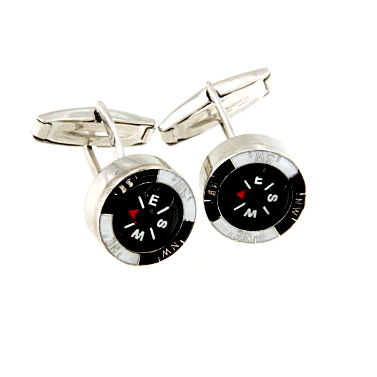 GEMELLI IN ARGENTO CON BUSSOLA E SMALTO