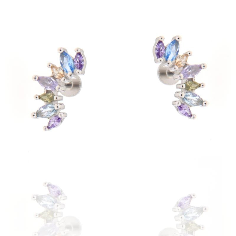 PIERCING ARCO ZIRC MULTICOLOR CHIUSURA A VITE PIATTA