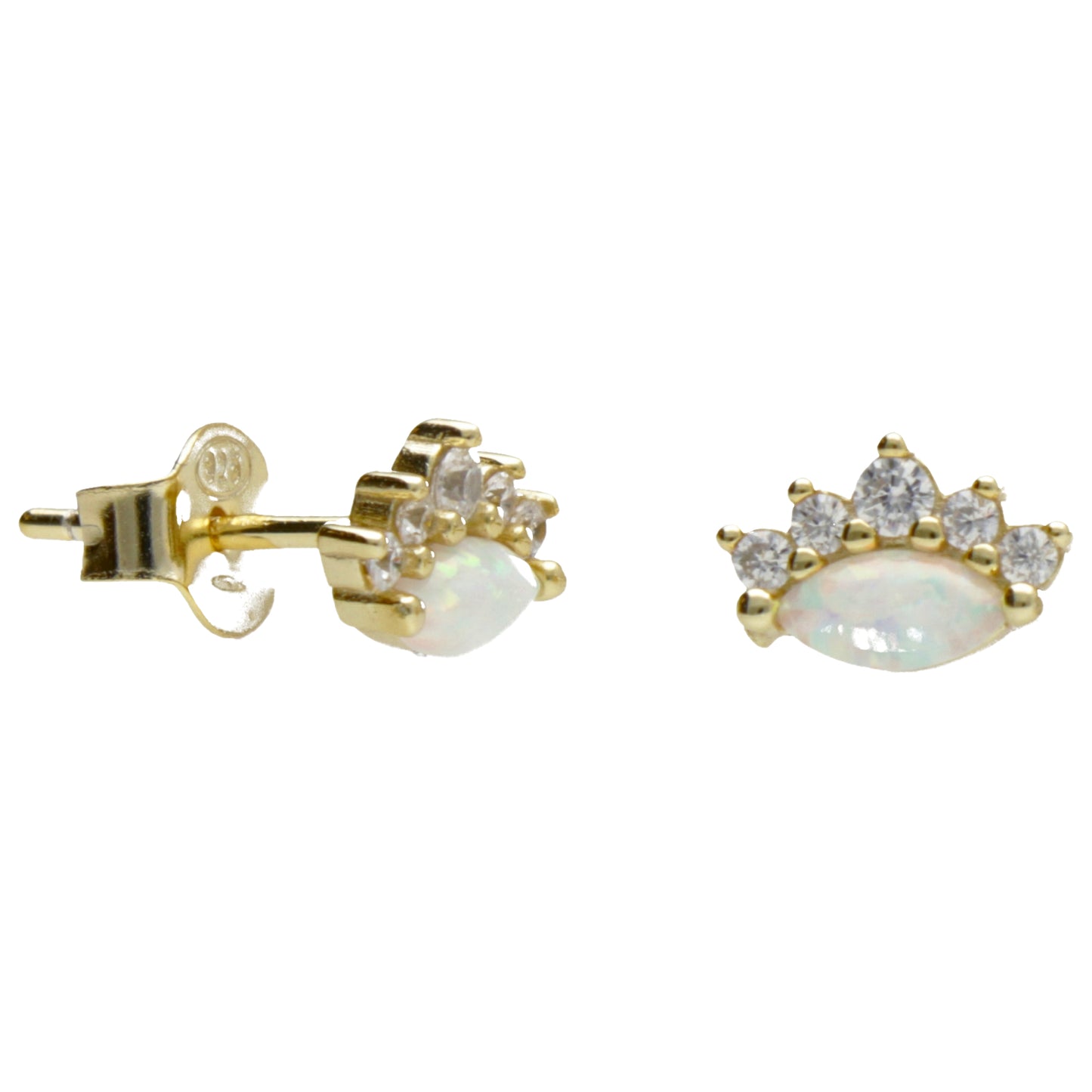 OR OVALE CON CORONA ZIRCONI E OPALE