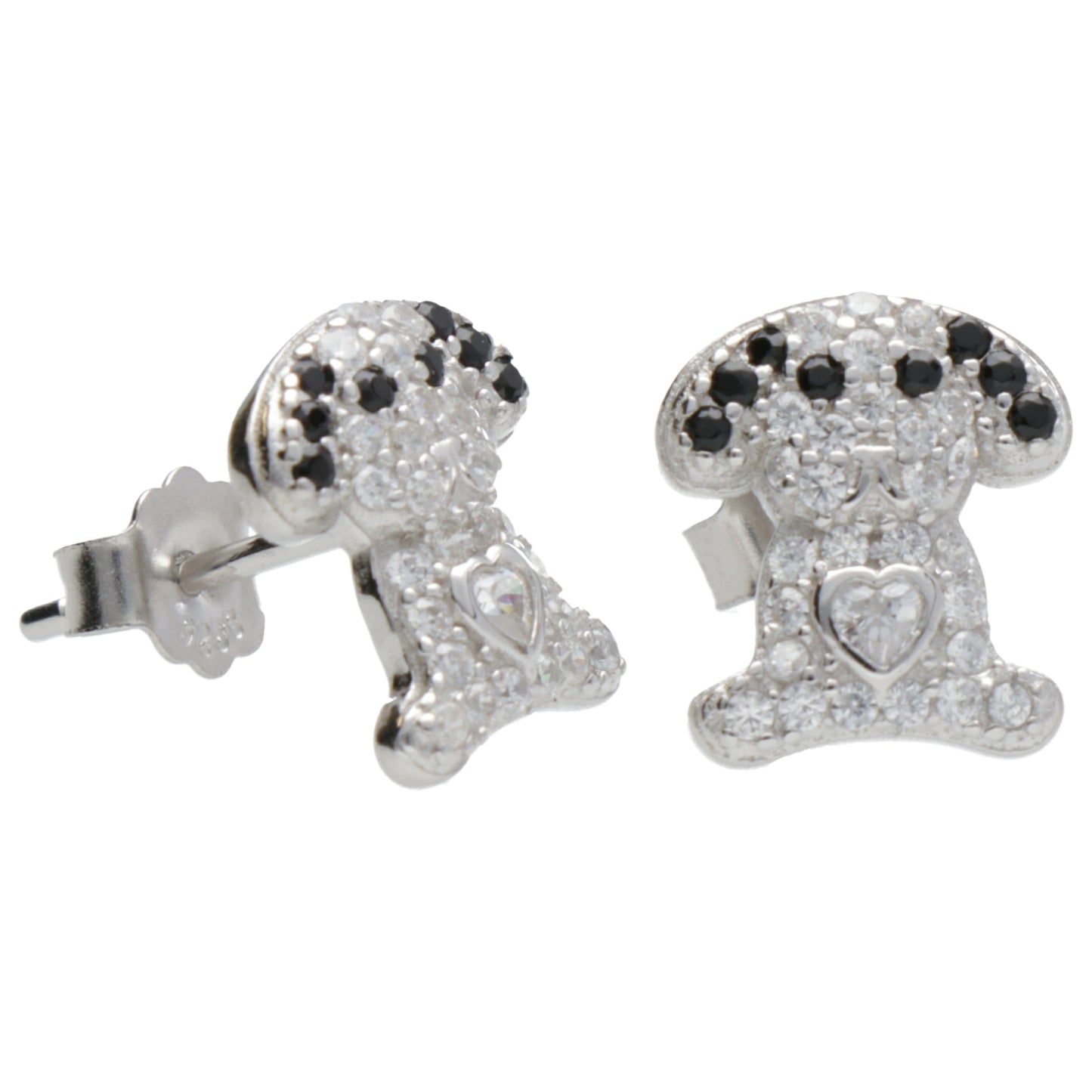 OR CANE ZIRC NERI E BIANCHI CON CUORE
