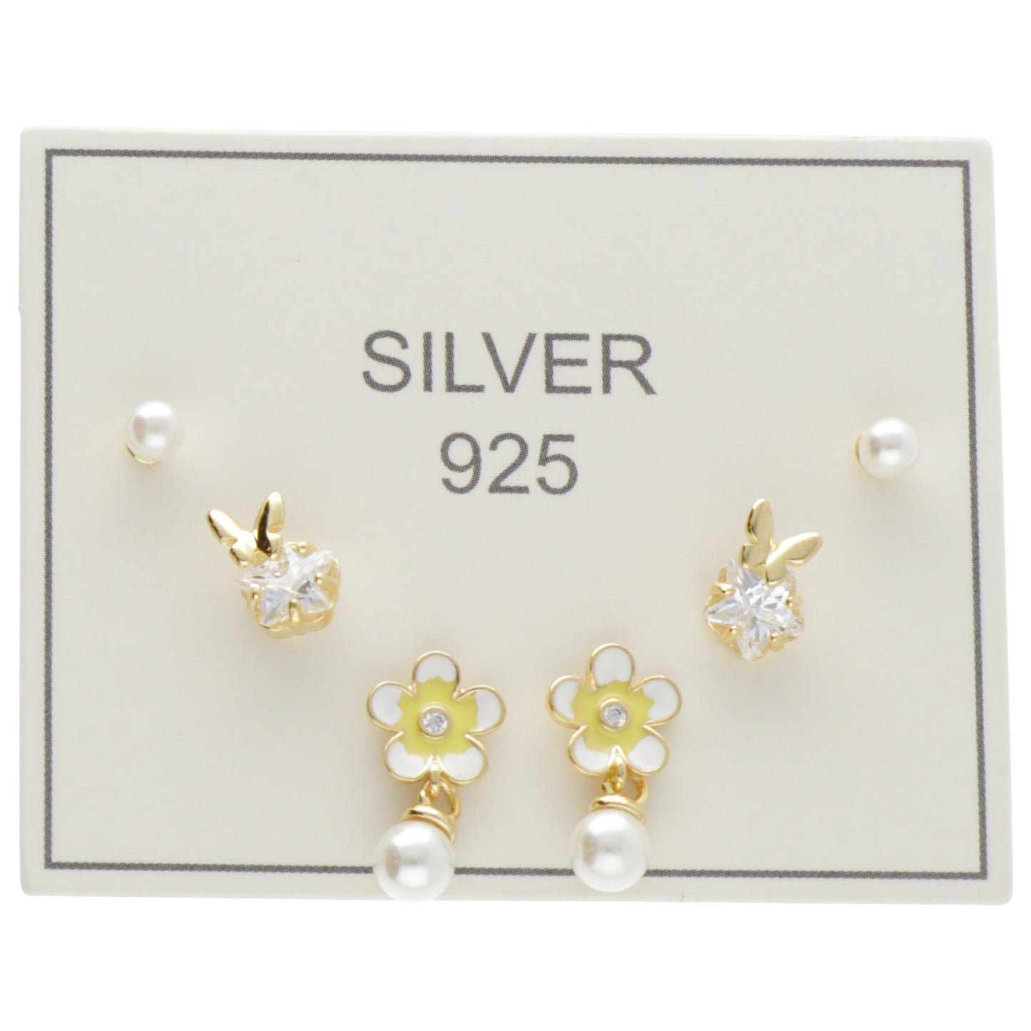 SET ORECCHINI CON FIORE E ZIRCONI