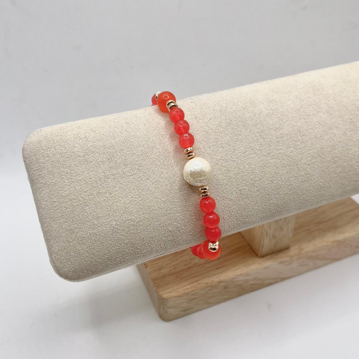 BR ELASTICO PERLINE ROSSE E PERLA