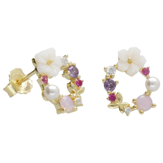 OR FORMA CERCHIO CON FIORI PERLE E ZIRC