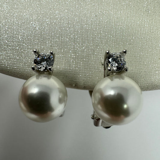 OR CLIP SENZA PERNO PERLA 8MM CON ZIRCONE