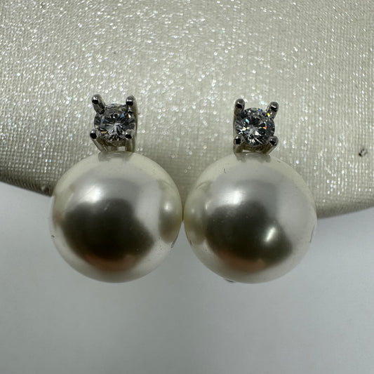 OR CLIP SENZA PERNO PERLA SINTETICA 1 CM CON ZIRCONE