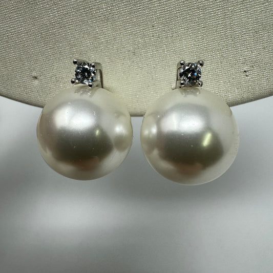 OR CLIP SENZA PERNO PERLA 1,4 CM CON ZIRCONE