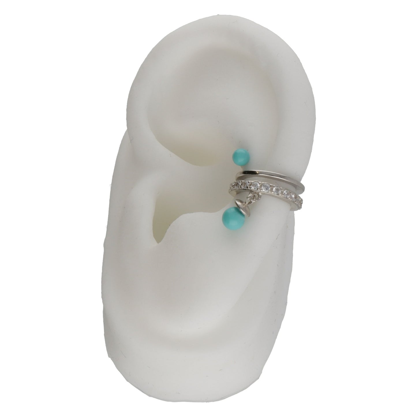 EARCUFF ZIRCONI E PIETRE NATURALI TURCHESI