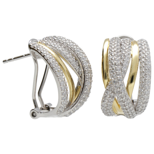 OR CLIP CON PERNO ZIRCONI BICOLORE