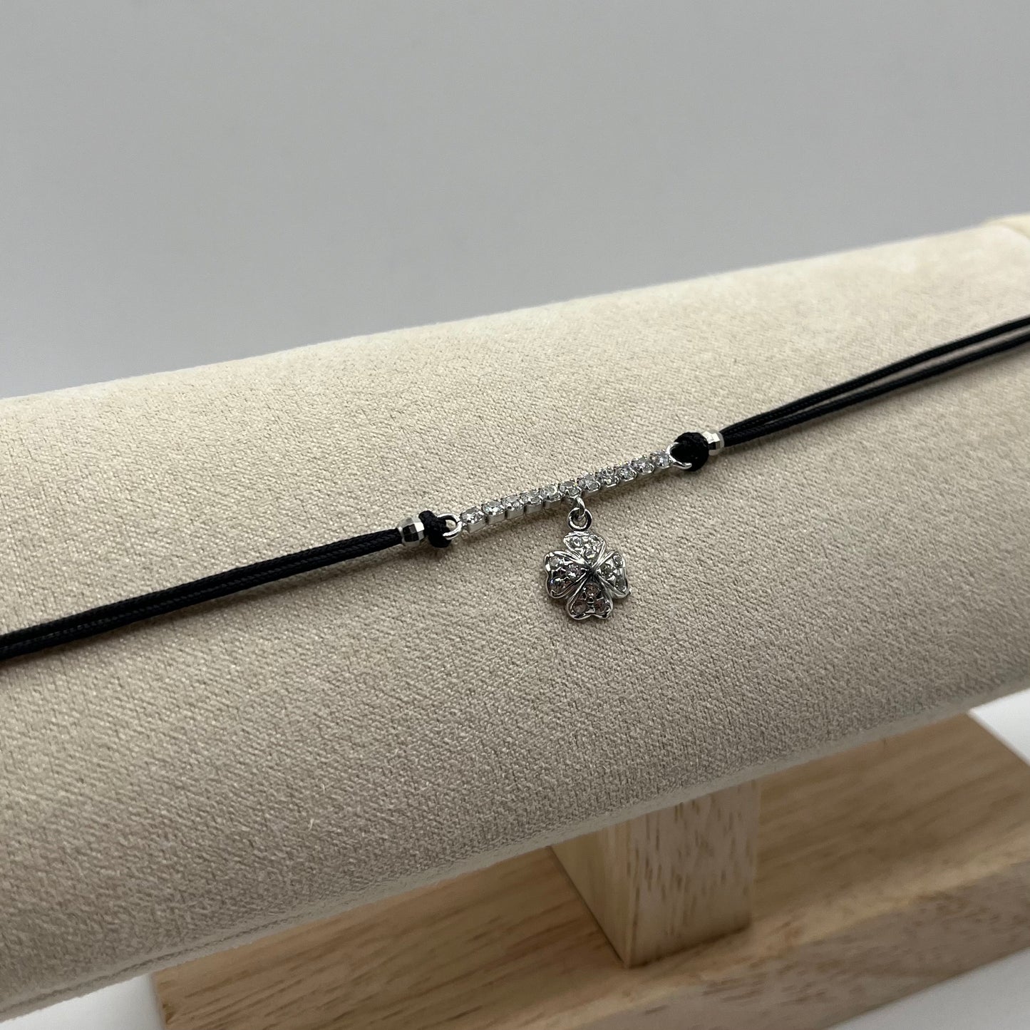 BR CORDINO ZIRC CHARM QUADRIFOGLIO ZIRC