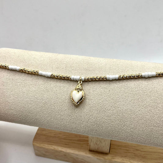 BR PERLINE DIAMANTATE E CUORE CENTRALE