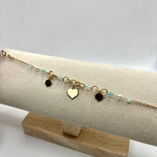 BR PERLINE E TRE CHARM CUORE LISCIO