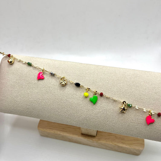 BR PERLINE FLUO CUORI SMALTATI CHARMS