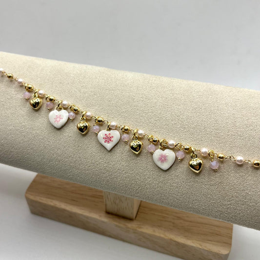 BR CUORI SMALTATI E PERLE