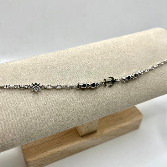 BR UOMO ANCORA CON PEPITE E TIMONE