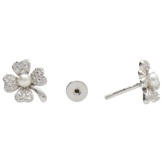 PIERCING FIORE ZIRC E PERLA CHIUSURA A VITE